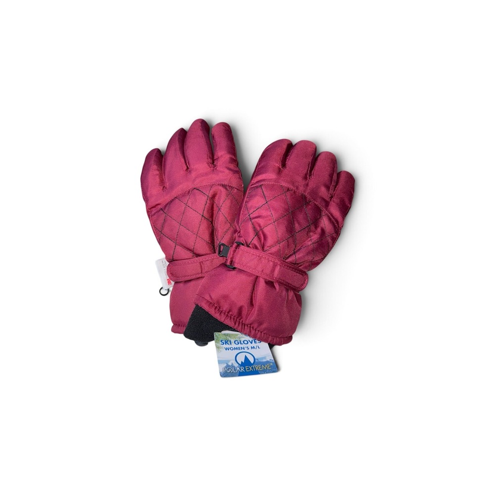 Polar Extreme Womens Ski Gloves Burgundy 3M Thinsulate Quilted Winter Mitts ML